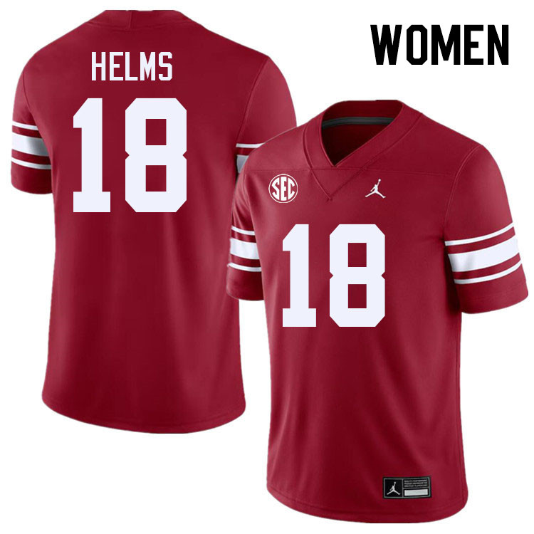 Women #18 Kaden Helms Oklahoma Sooners 2024 SEC Conference College Football Jerseys-Throwback